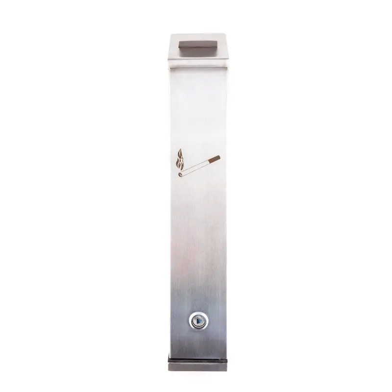 Wall-Mounted Rectangular Ashtray with Locking Mechanism