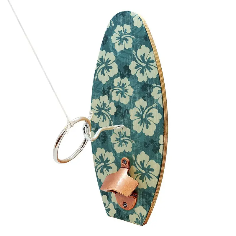 Wall-Mounted Ring Toss Game with Bottle Opener – Blue Hibiscus Surfboard Style