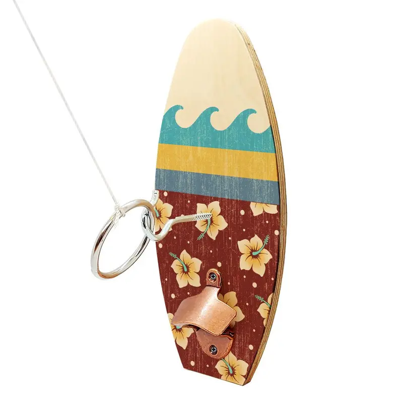 Wall-Mounted Ring Toss Game with Bottle Opener – Wave Pattern Surfboard Design