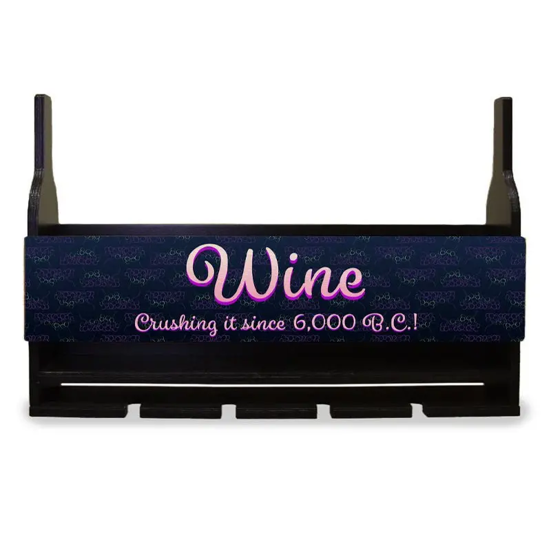 Wall-Mounted Wine Bottle and Stemware Shelf with Humorous ‘Grapes Crushing It’ Plaque