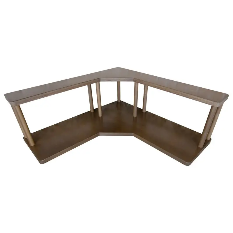 Walnut-Stained and Natural Wood Barista-Style Corner Counter Caddy