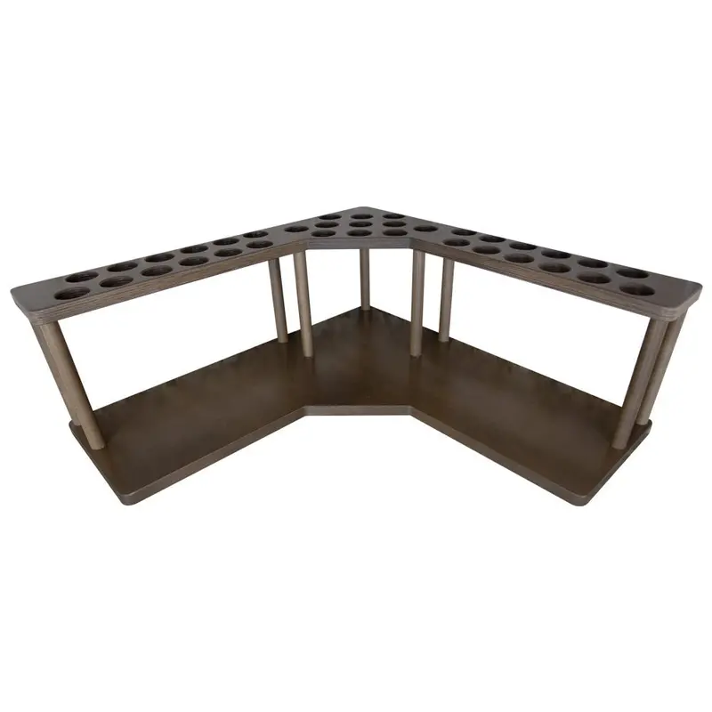 Walnut-Stained Barista-Style Corner Counter Caddy with K-Cup Holes