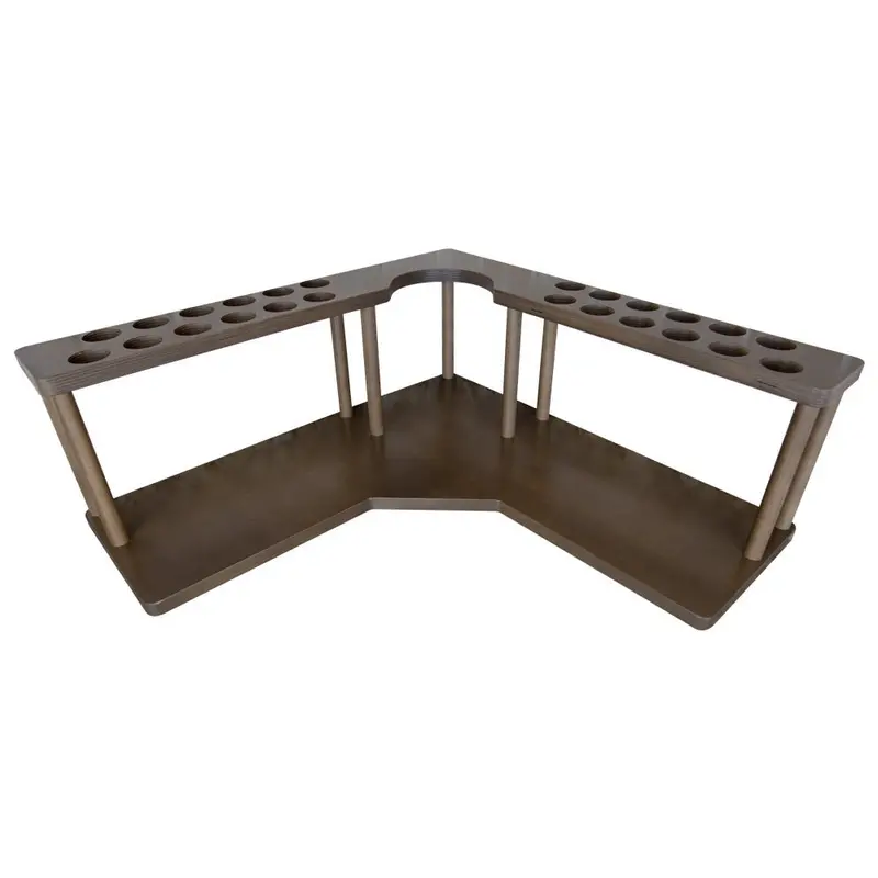 Walnut-Stained Barista-Style Corner Counter Caddy with K-Cup Holes and Trash Can – Black Finish Option