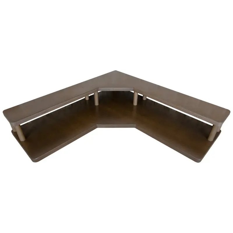 Walnut-Stained Corner Counter Caddy for Liquor and Wine Display – Black Finish Option