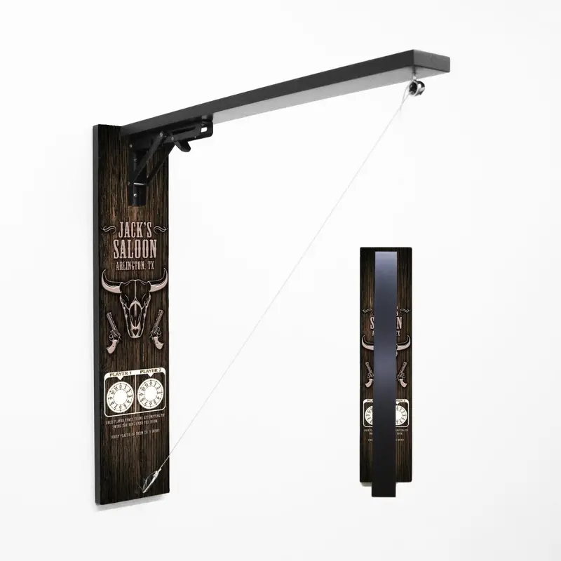 Western Saloon–Style Wall-Mounted Folding Ring Toss Game