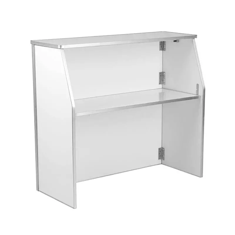 White Laminate Portable Bar Station – 4-Foot Freestanding Home Bar Unit