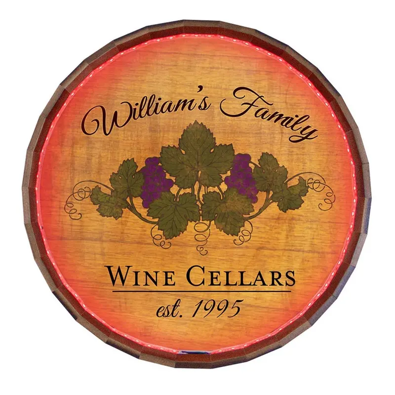 Wine Cellar LED Barrel Top Sign – Sophisticated Vineyard-Inspired Decor
