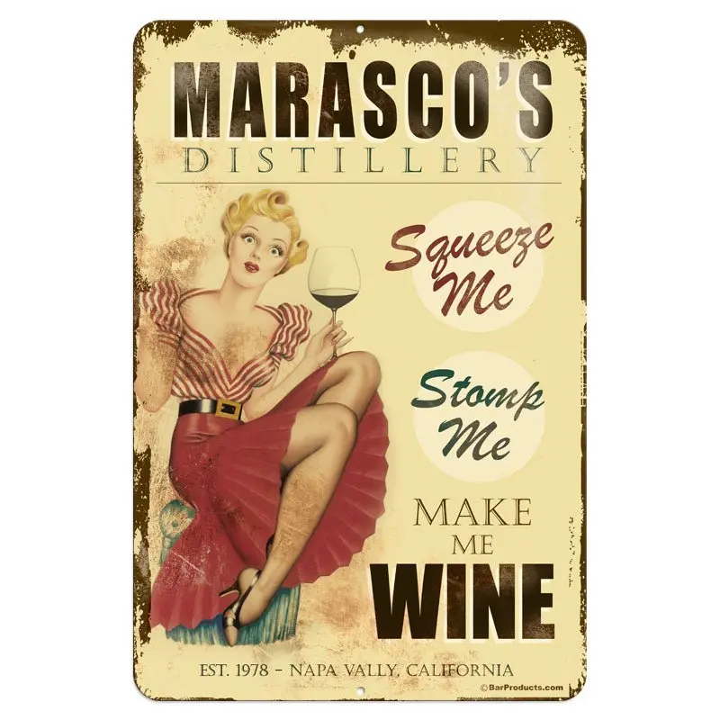 Wine Distillery Vintage Metal Bar Sign – Customizable (12″ x 18″)