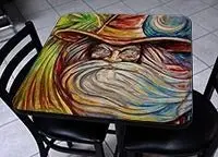 Wizard-Themed Wooden Table Top – Square Design, Dual Sizes