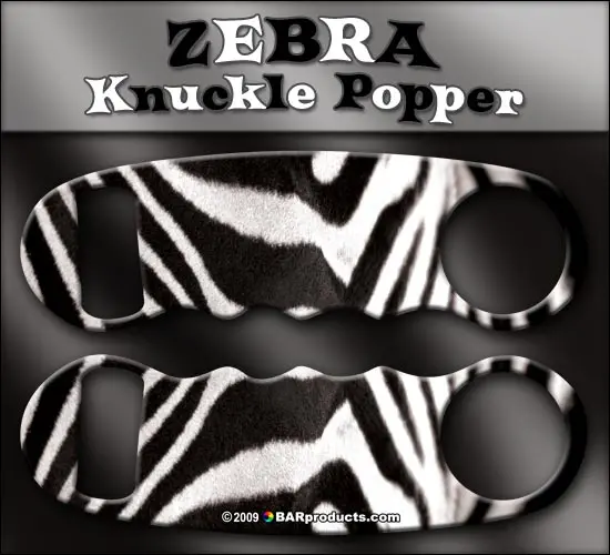 Zebra Print Knuckle Popper Bottle Opener – Striking Black-and-White Pattern