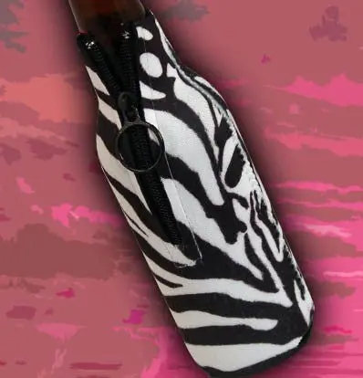 Zebra-Print Zippered Bottle Cooler – Fun Patterned Can & Bottle Chiller